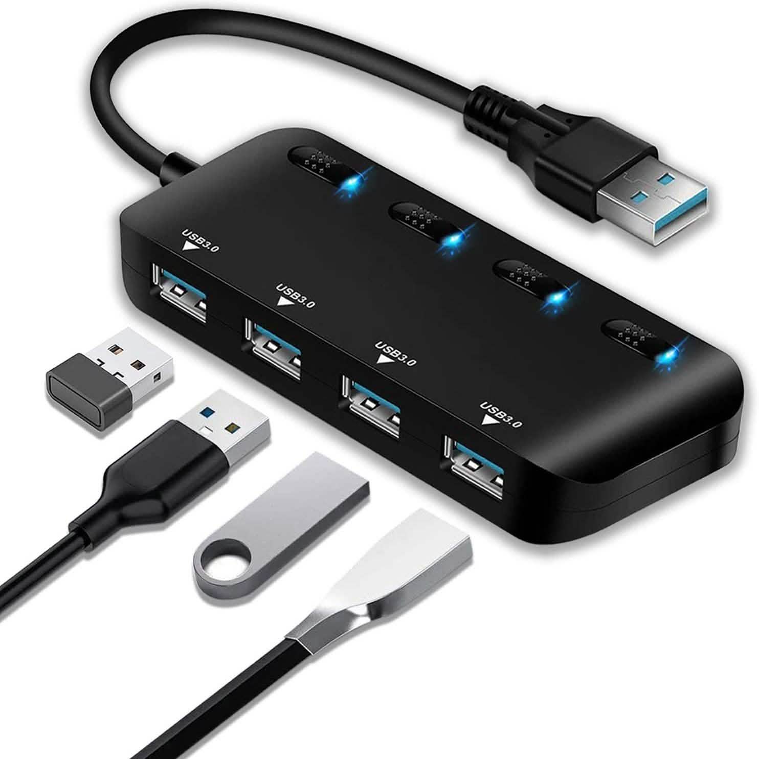 APANAGE 4-Port Powered USB 3.0 Hub Splitter