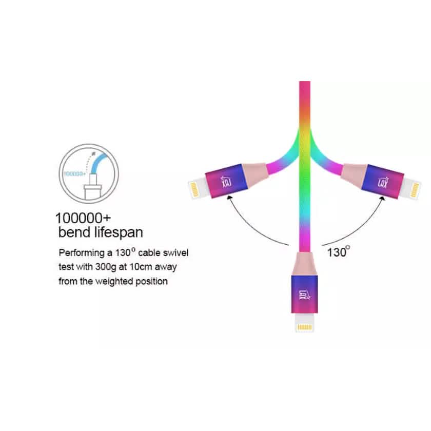 MFi Certified Colorful Rainbow Lightning Cables for Apple iPhone and iPad