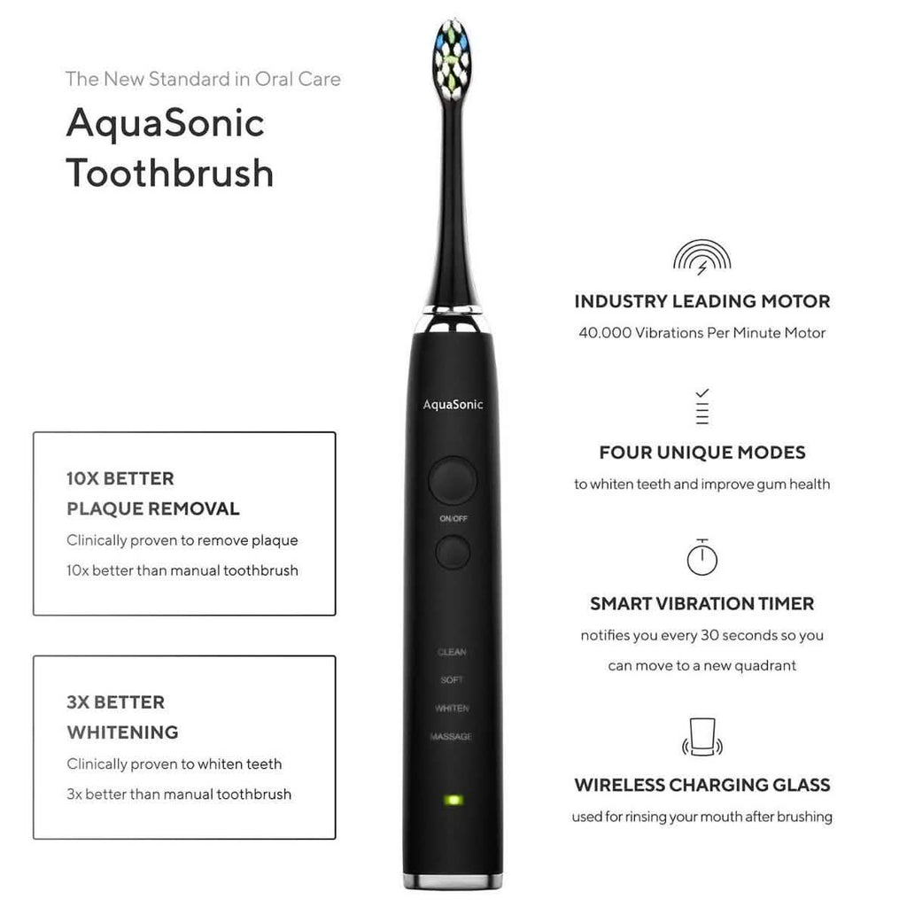 AquaSonic Black Series Pro Ultra Whitening 40,000 VPM Rechargeable Electric Toothbrush