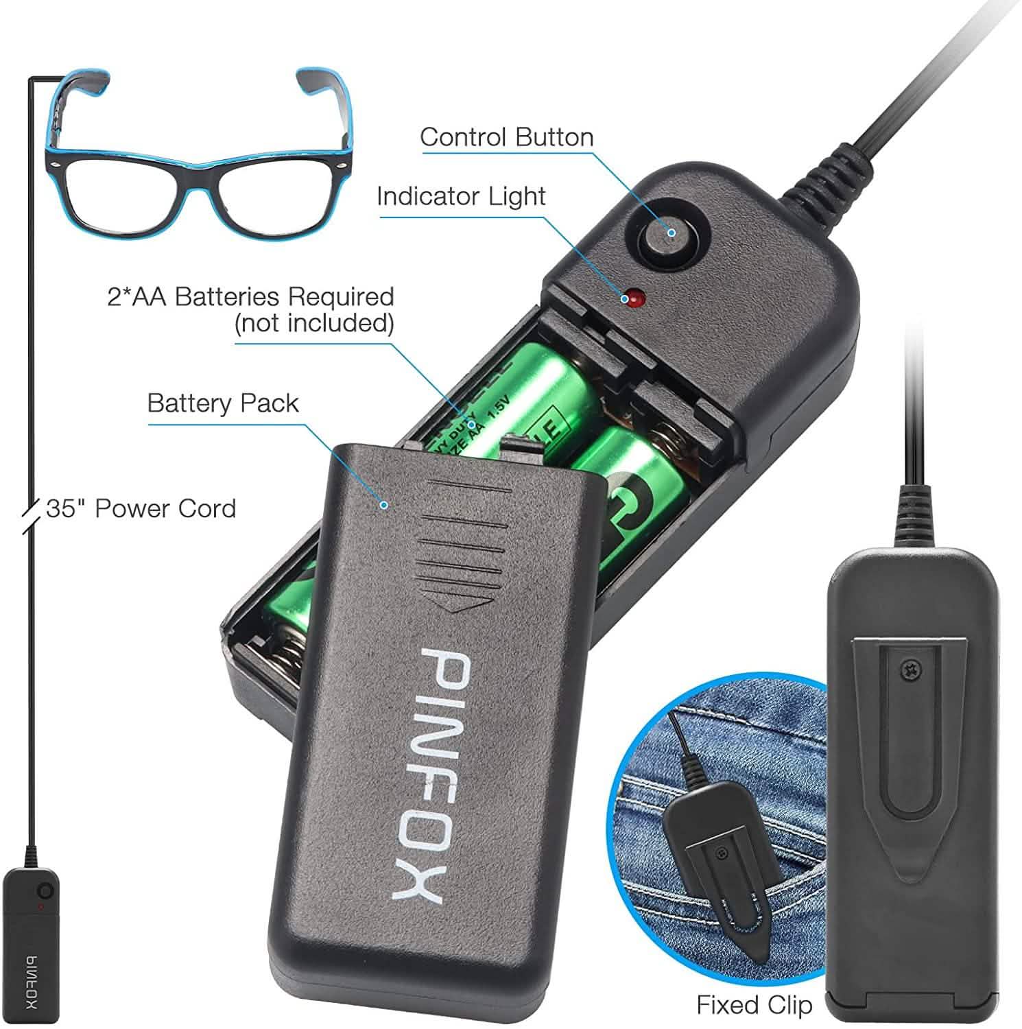 Aquat Light up EL Wire Neon Rave Glasses