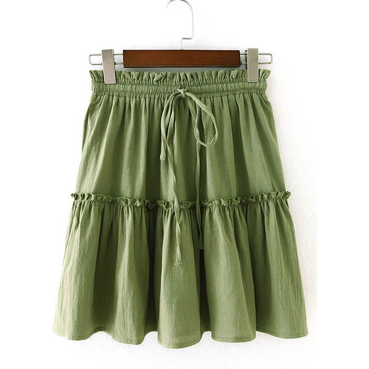Arjungo Women's Ruffled Boho A Line Skater Mini Skirt