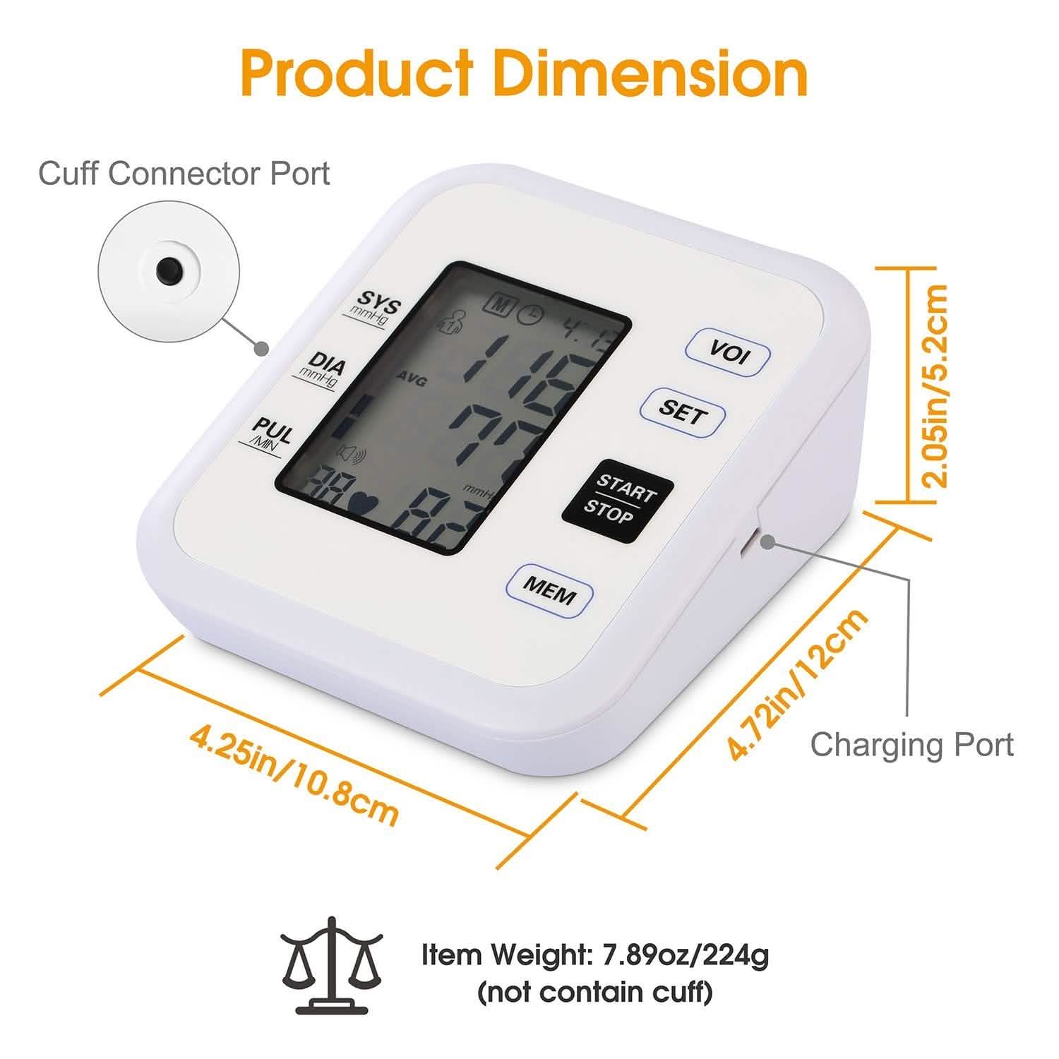 Arm Blood Pressure Monitor with Adjustable Cuff