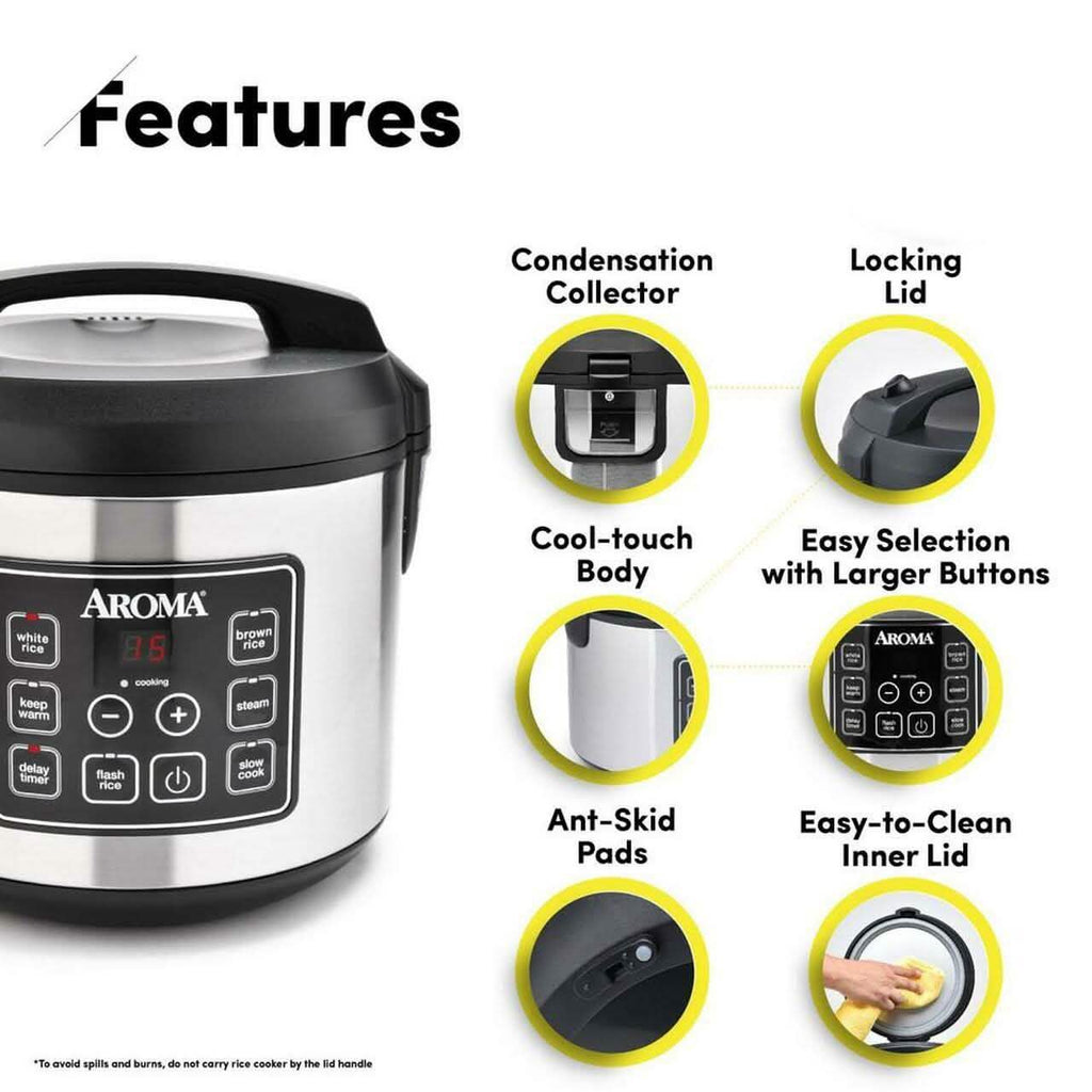 Aroma 20-Cup Digital Rice Cooker and Food Steamer (Refurbished)