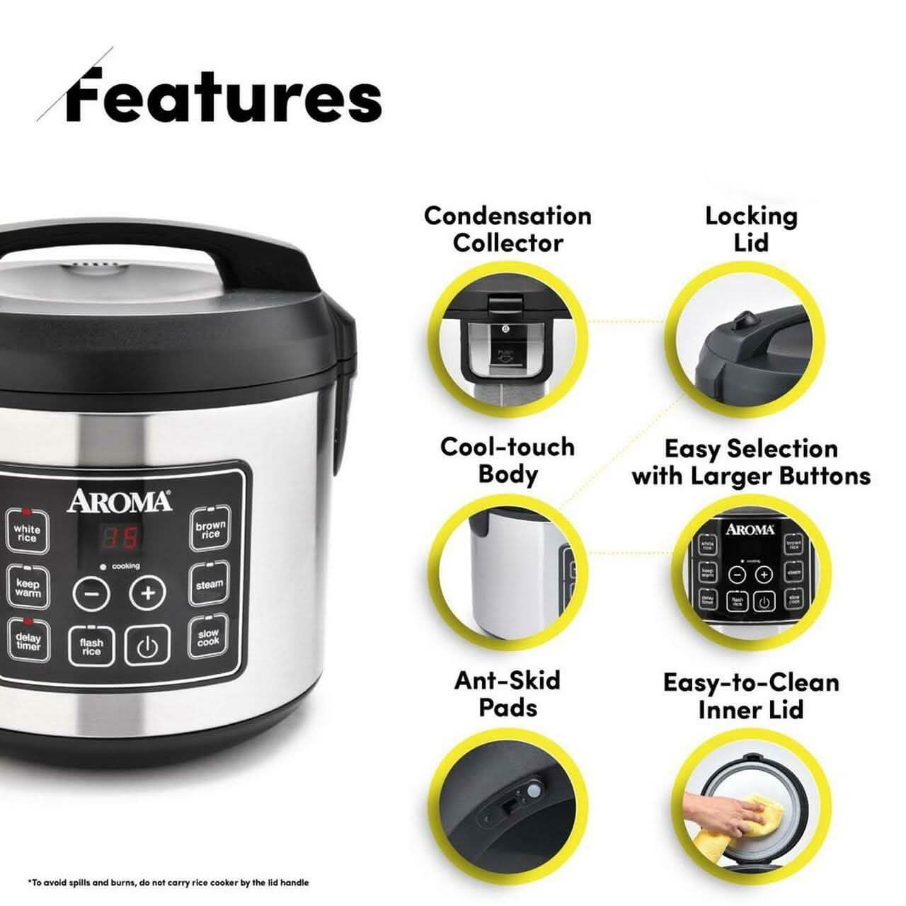 Aroma 20-Cup Digital Rice Cooker and Food Steamer (Refurbished)