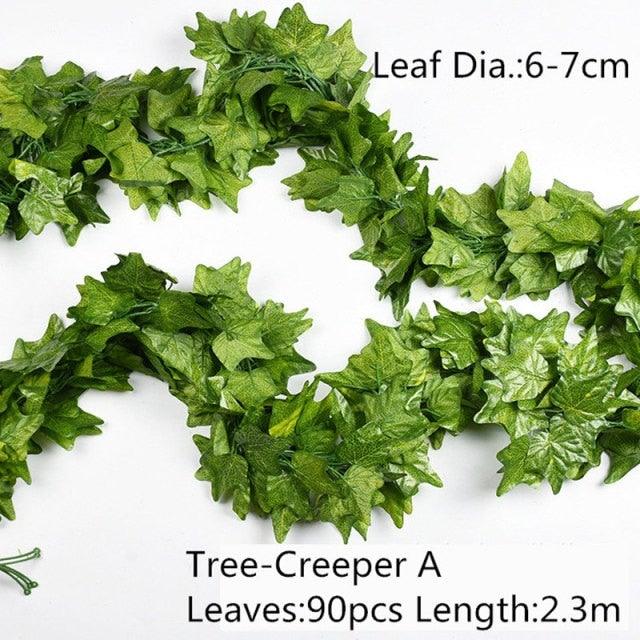 Artificial Decoration Vivid Vine Rattan Leaf Grass Grape Leaves Hanging For Wedding Home Kitchen Garden Party Decor Garland Fake Greenery Vine Leaves Hanging Green Foliage for Home Wedding Garden Wall Decoration