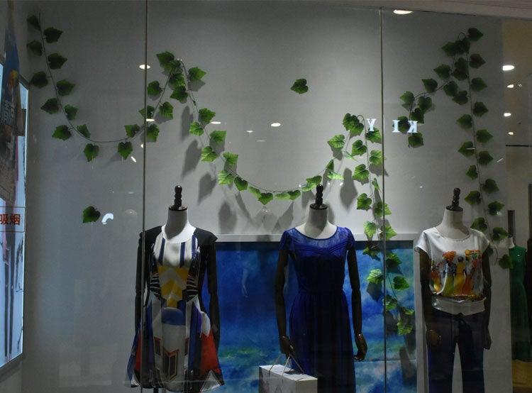 Artificial Decoration Vivid Vine Rattan Leaf Grass Grape Leaves Hanging For Wedding Home Kitchen Garden Party Decor Garland Fake Greenery Vine Leaves Hanging Green Foliage for Home Wedding Garden Wall Decoration