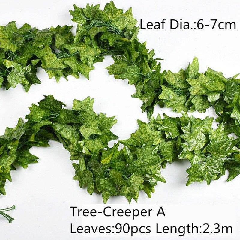 Artificial Decoration Vivid Vine Rattan Leaf Grass Grape Leaves Hanging For Wedding Home Kitchen Garden Party Decor Garland Fake Greenery Vine Leaves Hanging Green Foliage for Home Wedding Garden Wall Decoration