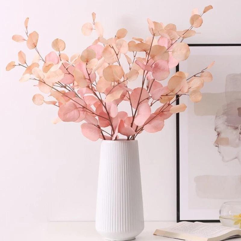 Artificial Eucalyptus Flower Plant Leaf Plastic Rod Long Branch Green Fake Plant Summer Autumn Home Bedroom Wall Decoration