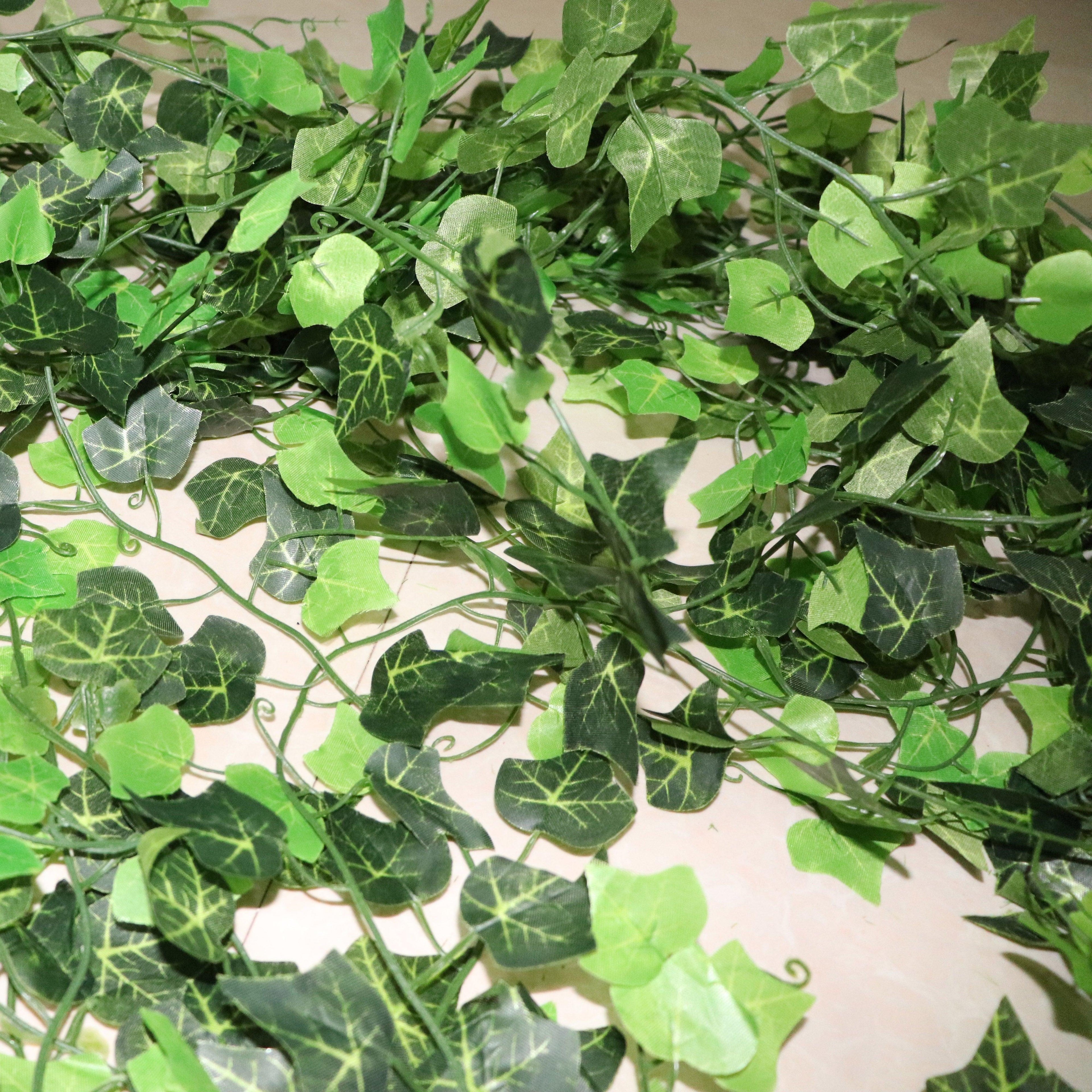 Artificial Ivy Leaf Garland Fake Leaves Hanging Vines  For Home Decor Creeper Green Ivy Artificial Ivy Garland Greenery Hanging Plant Vine for Wedding Wall Party Room Astethic Stuff Decor 100pcs Leaf 1 piece 2.4M