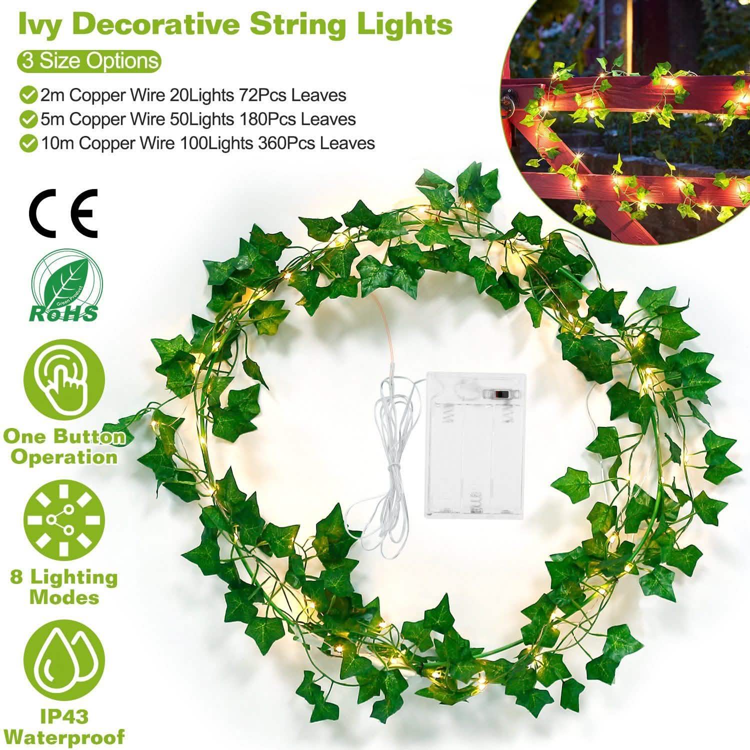 Artificial Ivy Leaves String Lights