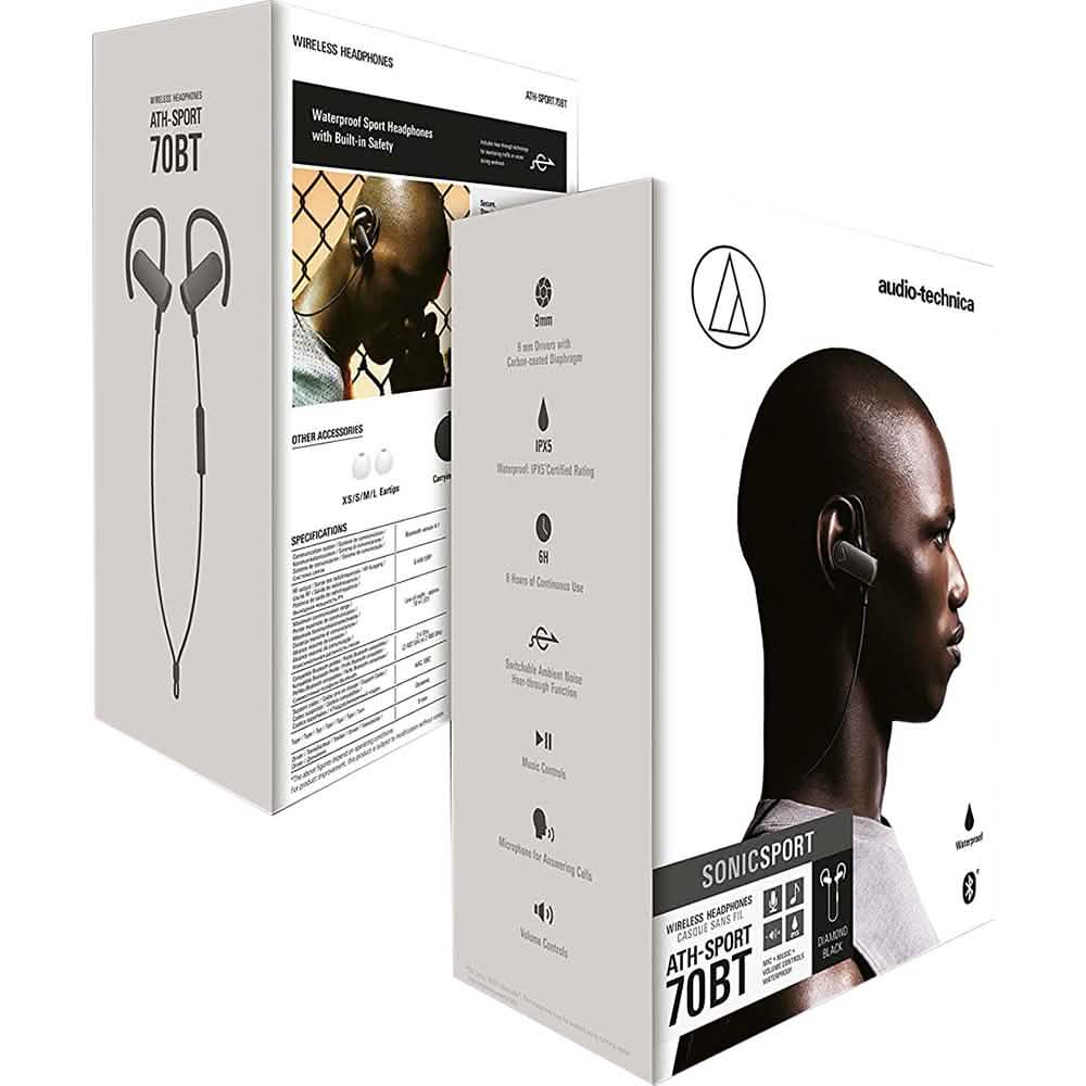 Audio-Technica ATH-SPORT50BTBK SonicSport Bluetooth Wireless In-Ear Headphones