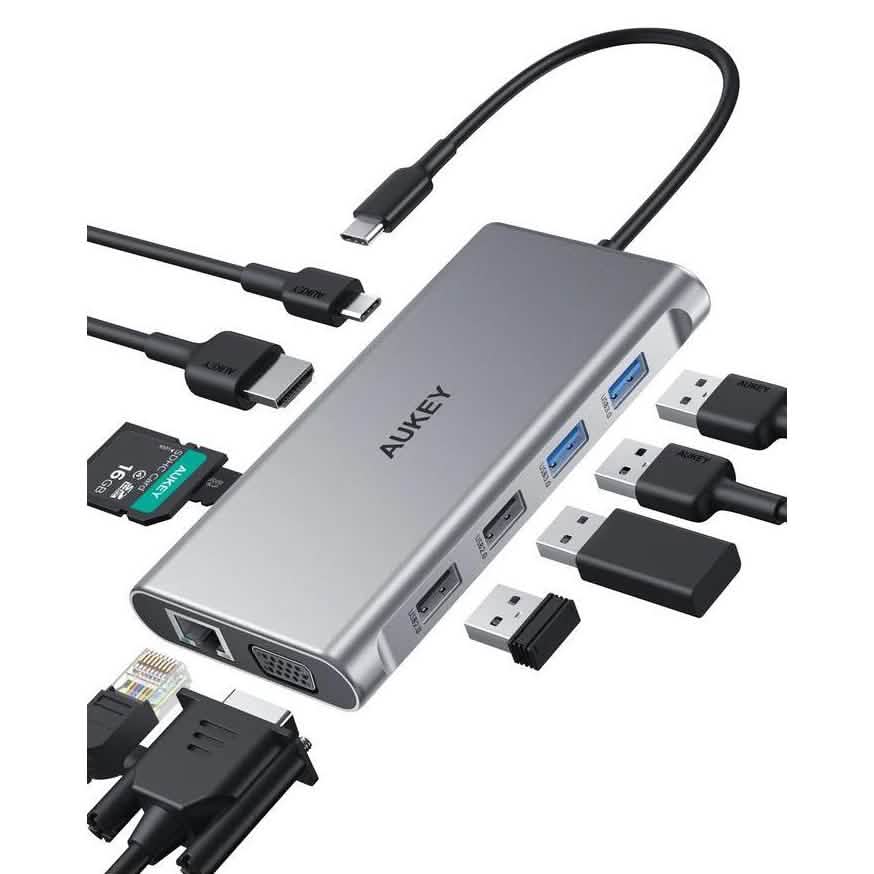AUKEY 10-in-1 USB C Hub with 4K HDMI & VGA