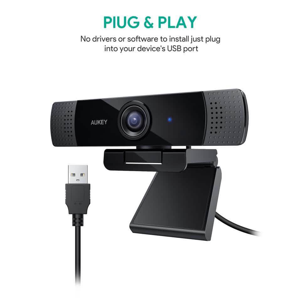 AUKEY 1080P Webcam with Dual Noise Reduction Stereo Microphones