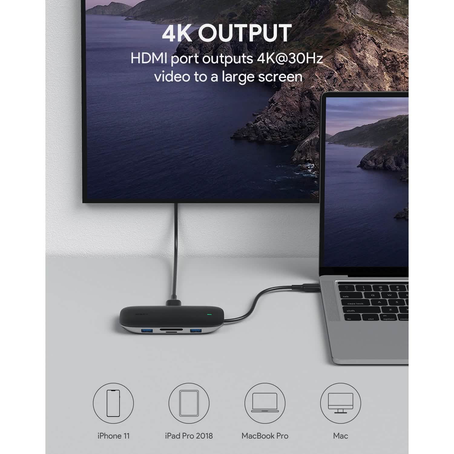 AUKEY CBC71 8 in 1 USB C Hub with Ethernet Port