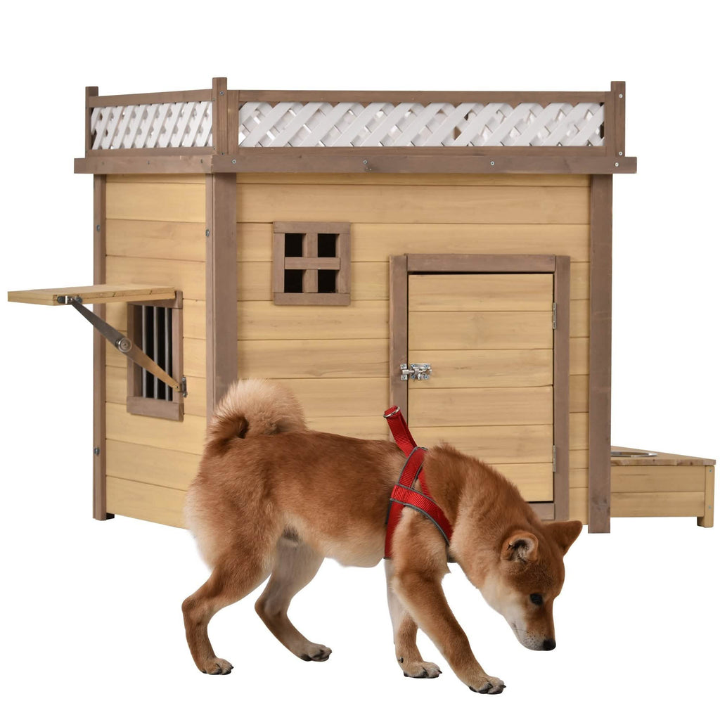 Aukfa 39.4” Wooden Dog House Puppy Shelter Kennel Outdoor & Indoor Dog Crate