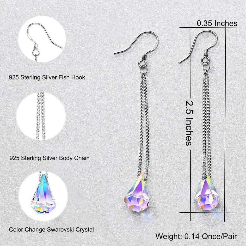 Aurora Borealis Crystal Drop Earrings Made with Swarovski Elements