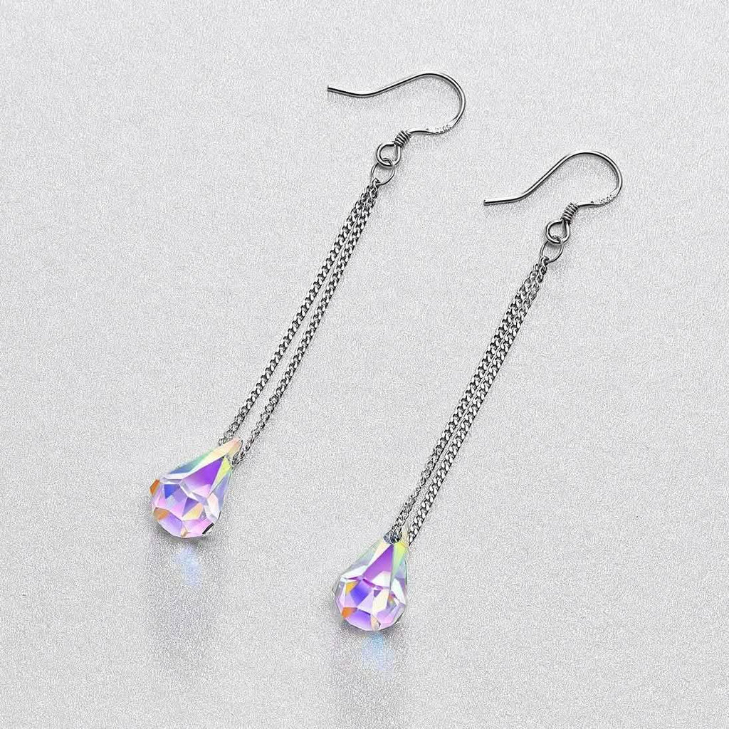 Aurora Borealis Crystal Drop Earrings Made with Swarovski Elements