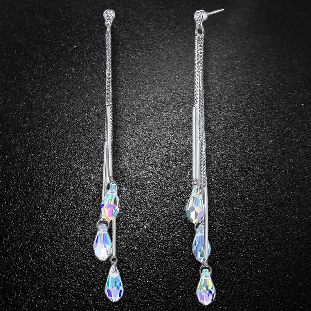 Aurora Borealis Crystal Drop Earrings Made with Swarovski Elements
