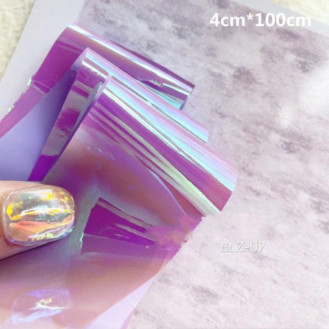 Aurora Nails Glass Foil Film Sticker Cellophane Paper Korean Nail Trend Design Ice Cube Manicure Accessories Heart Nail Art Stickers Glitter Decals Decoration Stickers Glitter Decals Love Nail Sequins Laser Heart Nail Supplies Sparkle Nail