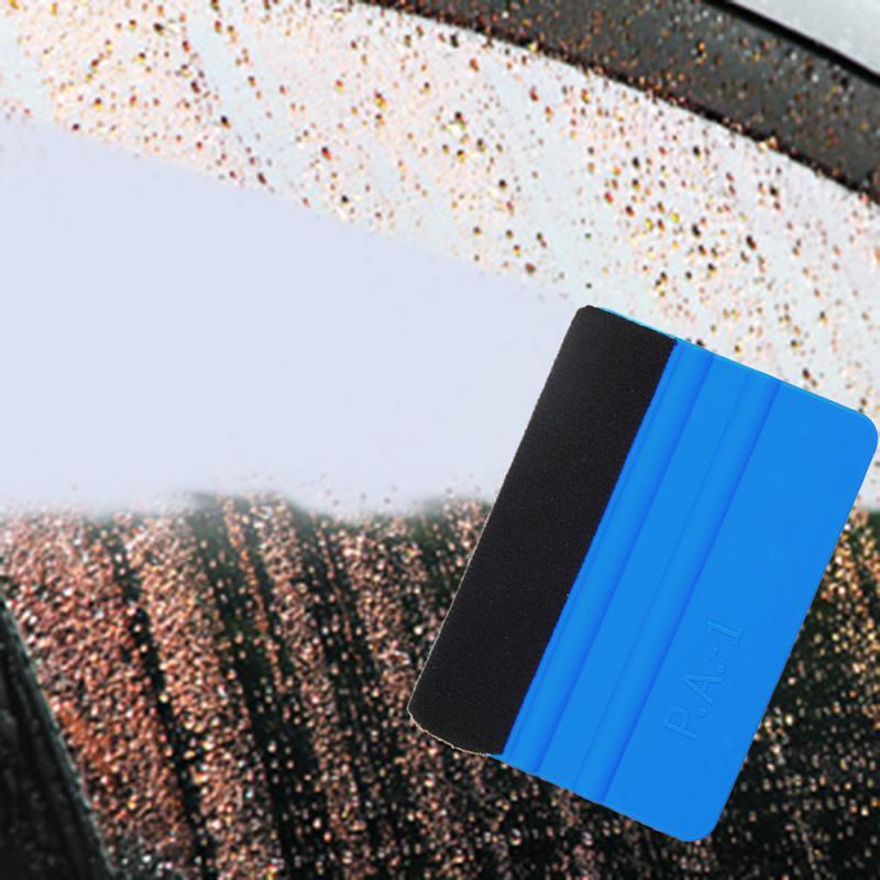 Auto Styling Vinyl Carbon Fiber Window Ice Remover Cleaning Wash Car Scraper With Felt Squeegee Tool Film Wrapping Accessories Vehicle Vinyl Wrap Window Tint Film  Plastic Felt Edge Squeegee For Car Vinyl Scraper Decal Applicator