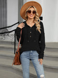 Autumn and winter new solid color hooded button loose long sleeved top