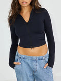 Autumn and winter stand up collar zipper cardigan sports long sleeved jacket