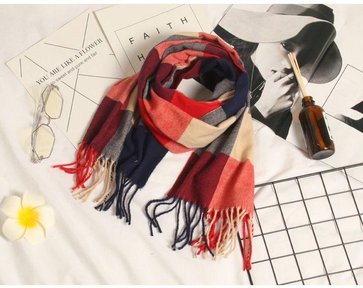 Autumn Winter Luxury Soft Men's Plaid Lightweight Scarf Elegant Thicken Wrap Shawl Ladies Lightweight Escharpe Soft Wool Elegant Neckwear Cashmere Scarf Long Thick Warm Unisex For Women Men
