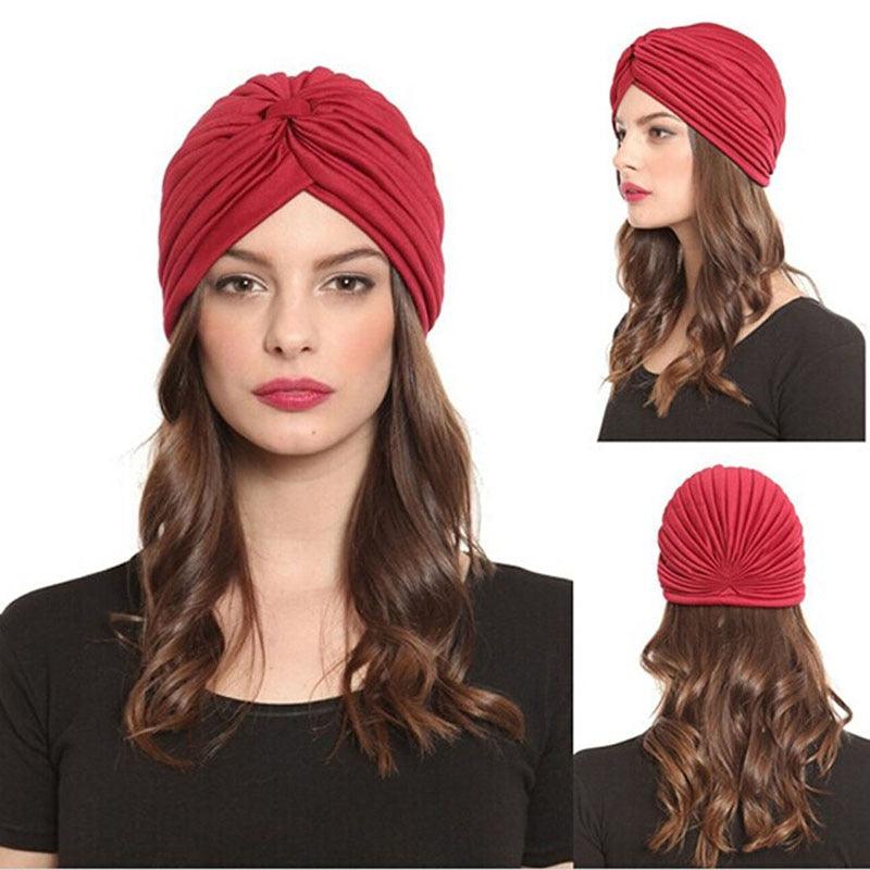 Autumn Winter Warm Headwear Soft Shine Silver Gold Lightweight Knot Twist Turban Headbands Cap Casual Streetwear Hats For Women