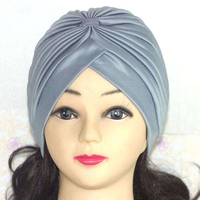 Autumn Winter Warm Headwear Soft Shine Silver Gold Lightweight Knot Twist Turban Headbands Cap Casual Streetwear Hats For Women