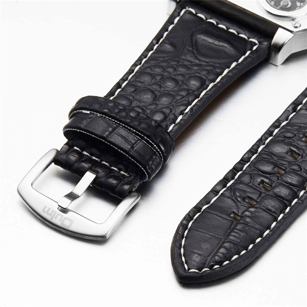Avaner Mens Big Face Dual Time Zone Leather Strap Sport Watch