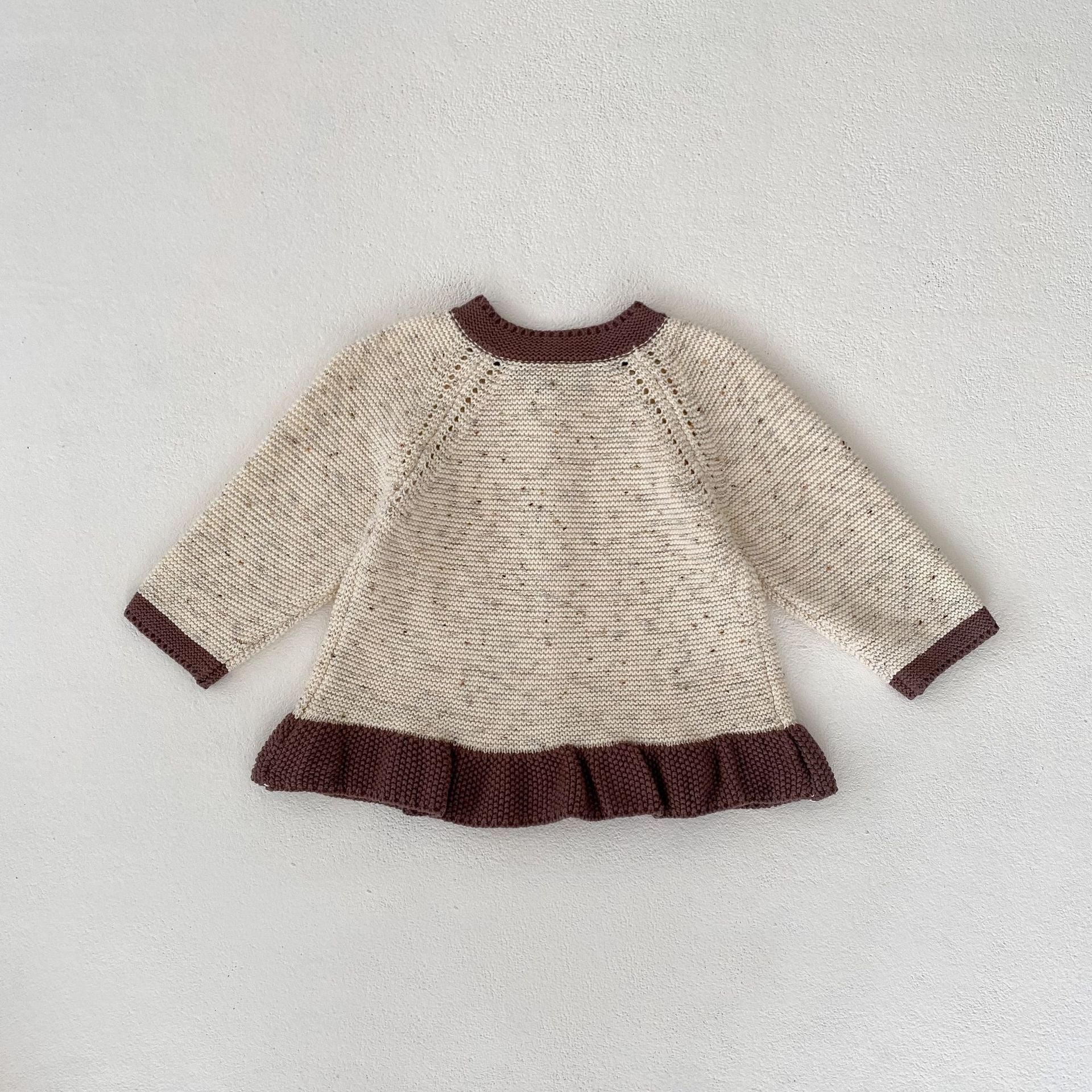 Baby Dot Yarn Ruffled Knitted Cardigan Coat Knitted Bell-bottom Pants