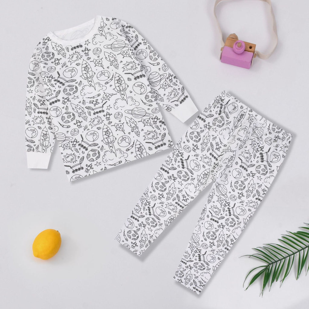 Girls Sketch Coloring Comfortable Children DIY Hand Drawing Suit