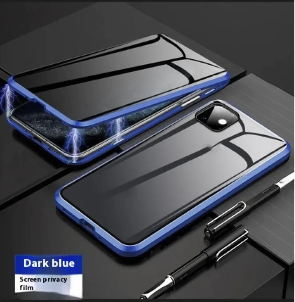 Magnetic Privacy Glass Case for iPhone - Anti-Peep Screen Protector with 9H Hardness