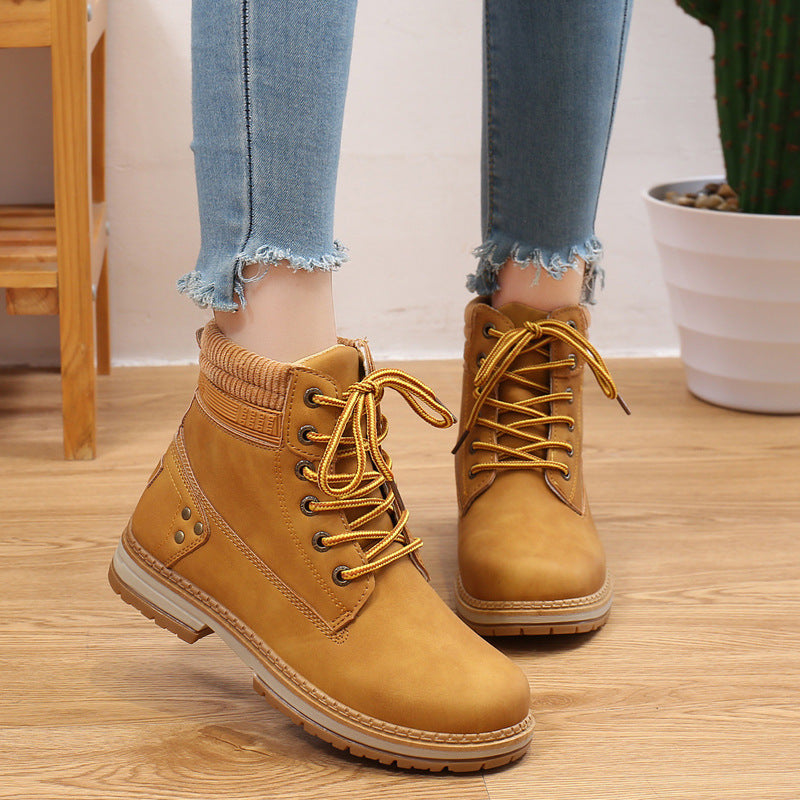 Women's British Style High Top Plus Size Cotton Martin Boots