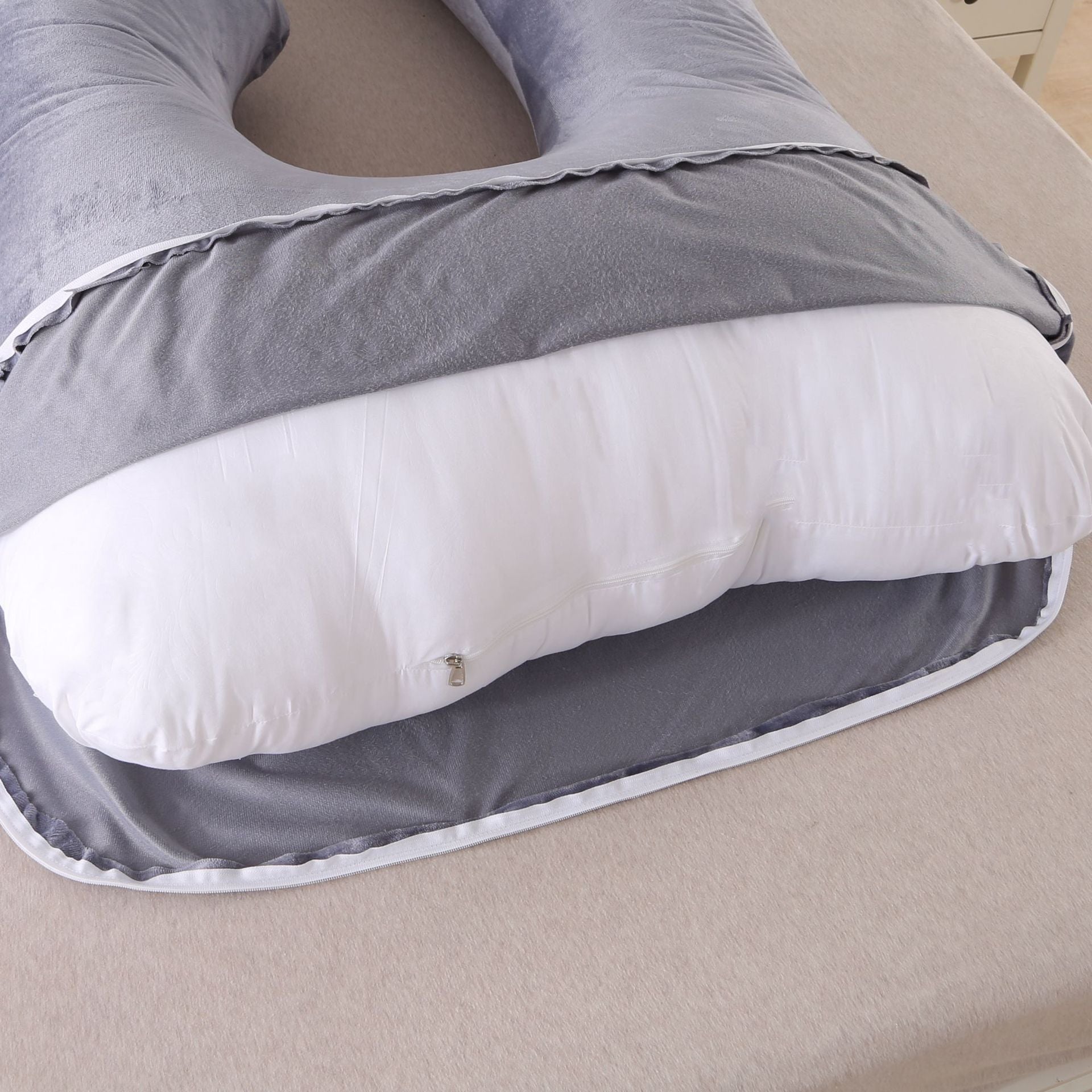 Pillow Lying On The Side With Detachable Crystal Velvet G-shaped Waist Pillow