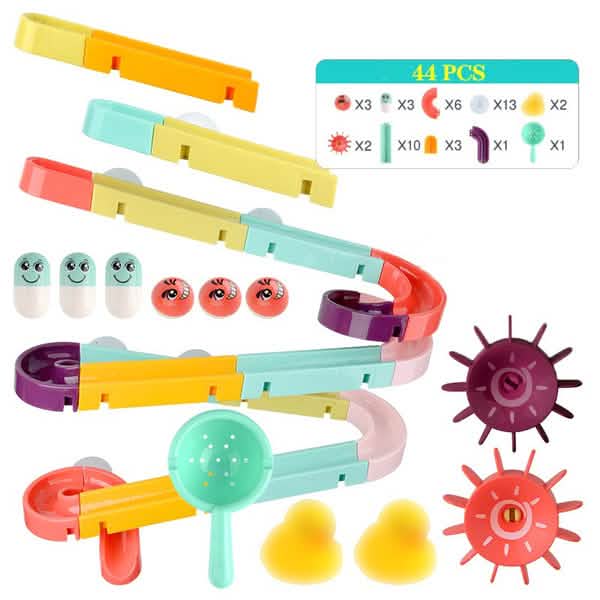 Baby Bath Toys DIY Marble Race Run Assembling Track