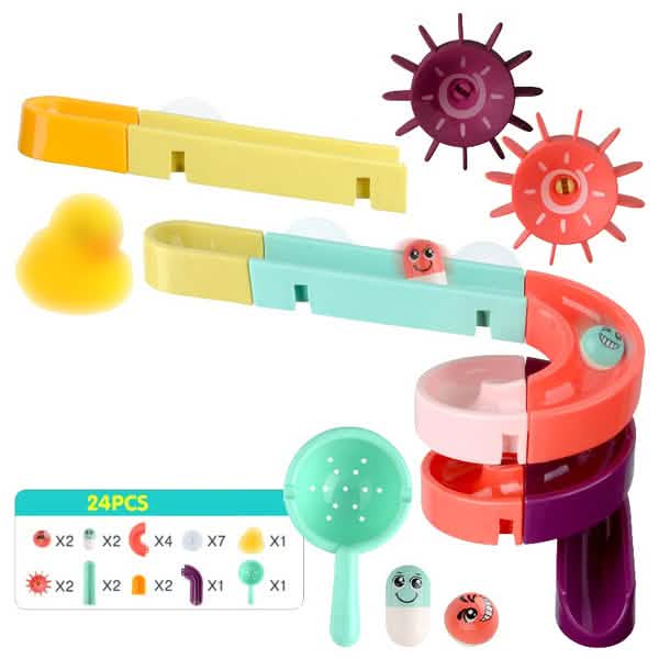 Baby Bath Toys DIY Marble Race Run Assembling Track