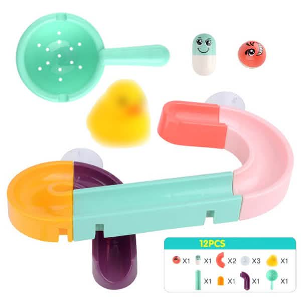 Baby Bath Toys DIY Marble Race Run Assembling Track
