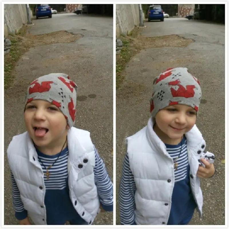 Baby Knit Cotton Cartoon Printed Baby Caps For Boys And Girls For Autumn And Winter Soft And Warm Cap