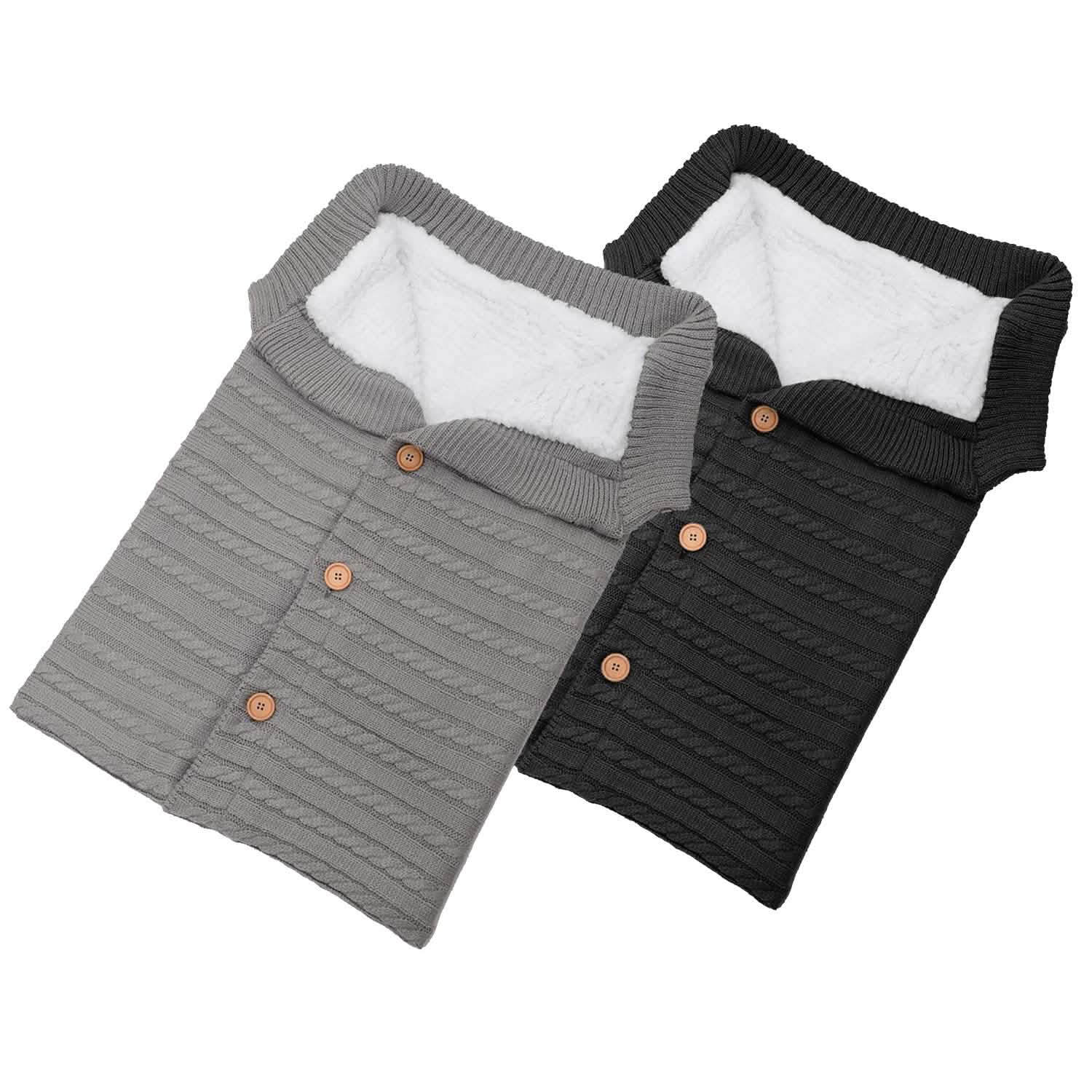 Baby Knit Swaddle Blanket Wrap with Buttons