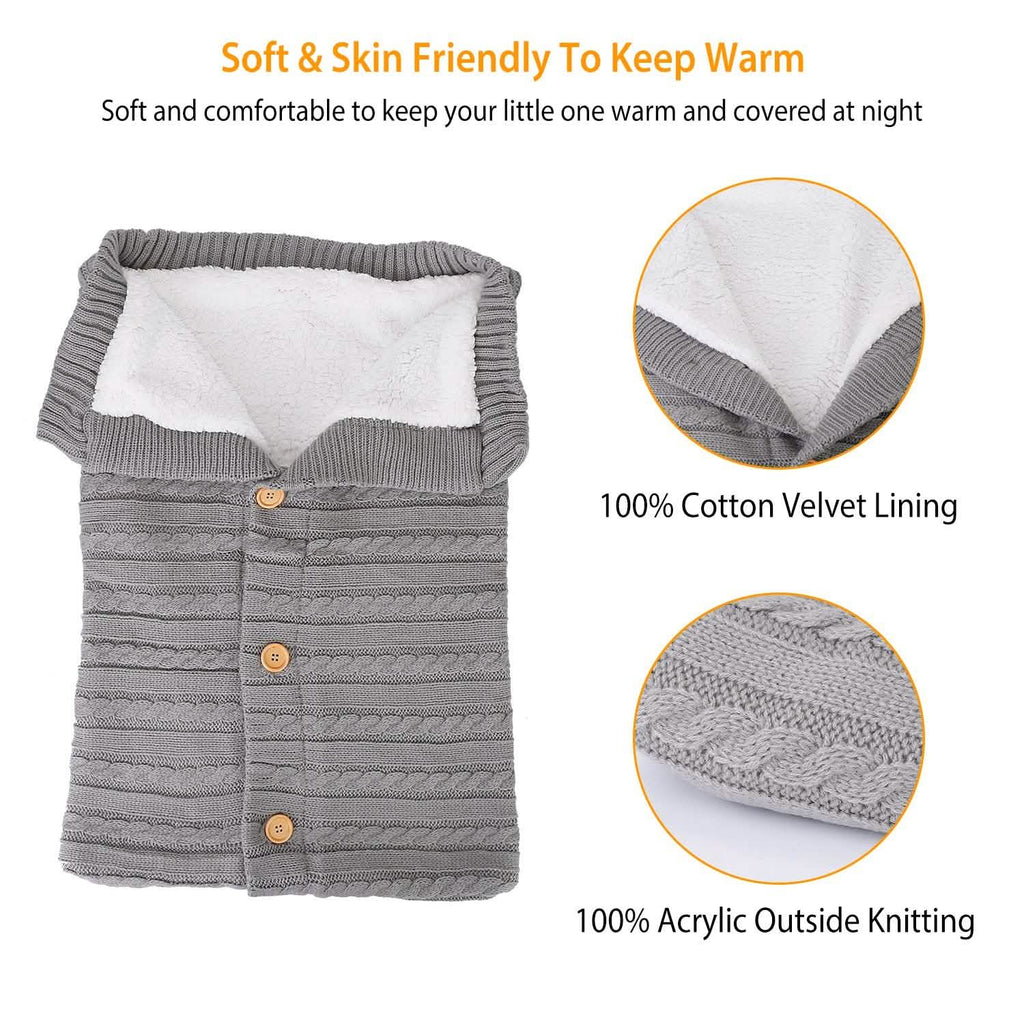 Baby Knit Swaddle Blanket Wrap with Buttons
