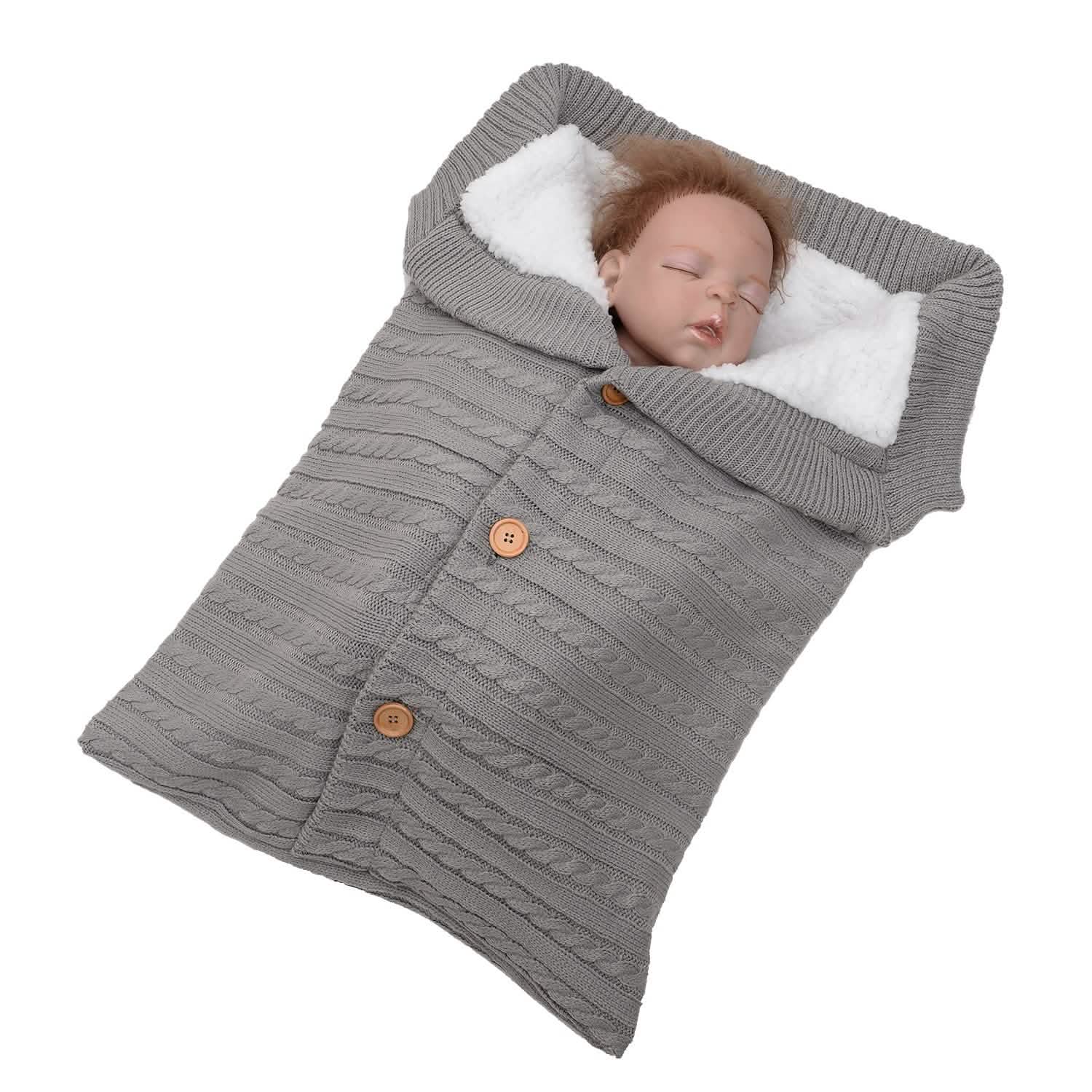 Baby Knit Swaddle Blanket Wrap with Buttons
