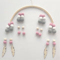 Baby Nordic Wooden Beads Wind Chimes with Wool Balls Nursery Mobile Crib Bed Bell Baby Bedroom Ceiling Wooden Beads Wind Chime Hanging Newborn Baby Bed Hanging Wind-bell Crib Tent Kids Room Decorations Ornaments