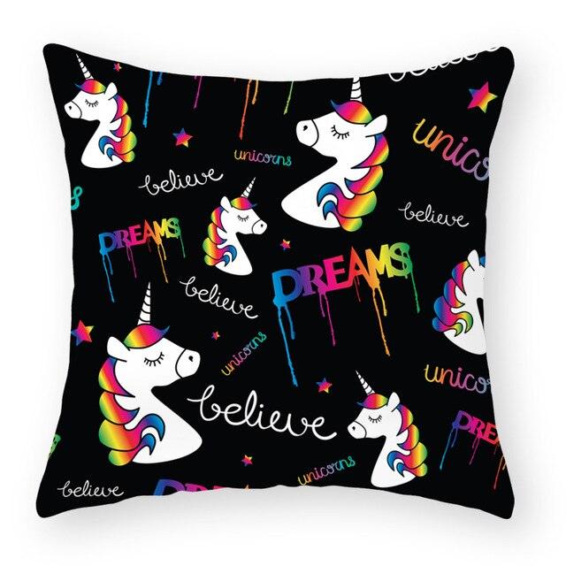 Baby Shower Unicorn Pillow Case Decorative Cute Pillowcase Pillow Protector Cushion Girl Unicorn Flowers Rose Pillow Case Sofa Bed Pillow Cover Prefect Gifts For Kids Party 45x45CM