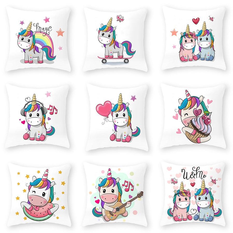 Baby Shower Unicorn Pillow Case Decorative Cute Pillowcase Pillow Protector Cushion Girl Unicorn Flowers Rose Pillow Case Sofa Bed Pillow Cover Prefect Gifts For Kids Party 45x45CM