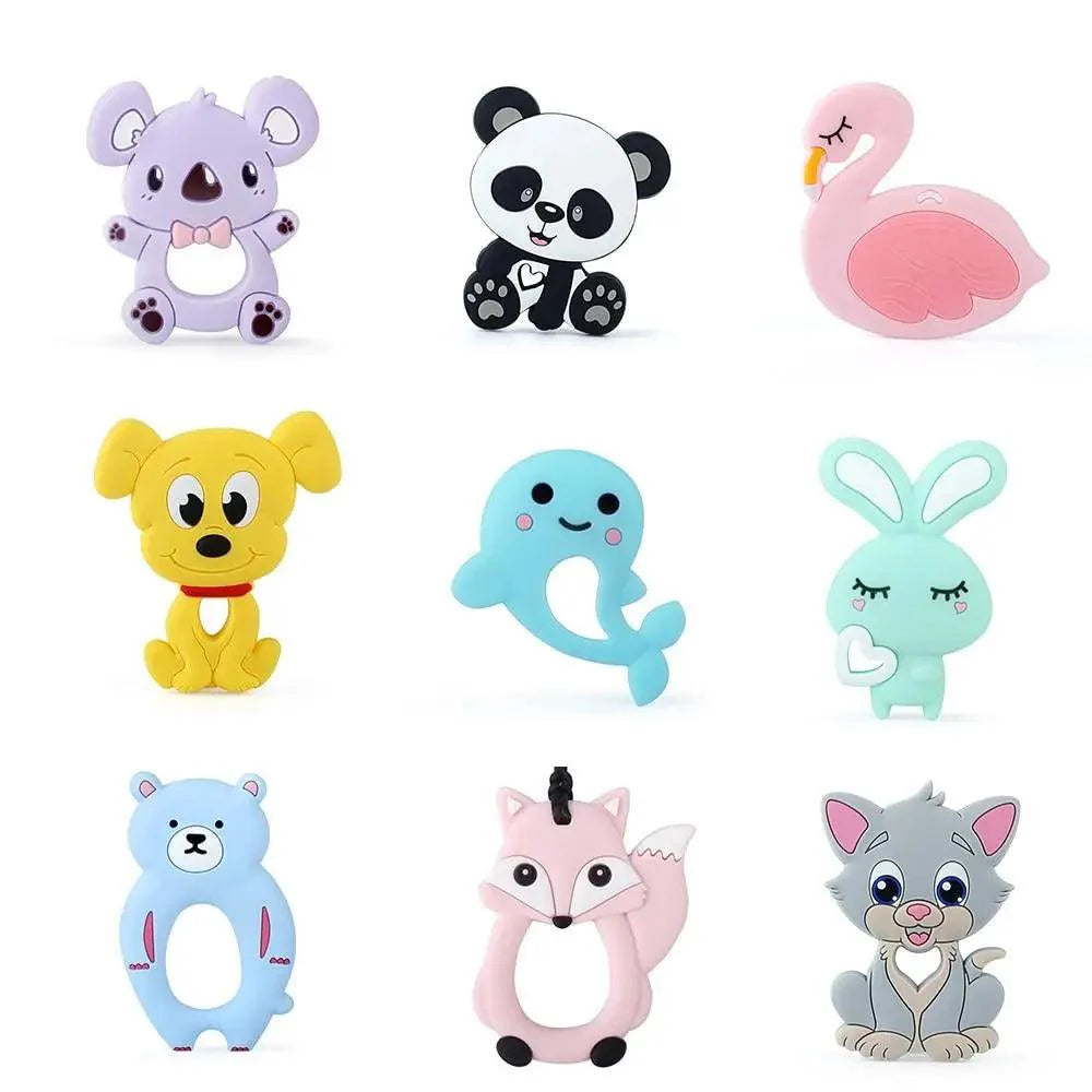 Baby Silicone Teethers BPA Free Teething Toy Animals Koala Bear Dog Teether Silicone Beads