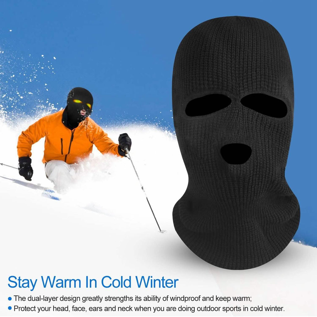 Balaclava Face Mask 3-Hole Knitted Windproof Ski Mask Full Face Cover