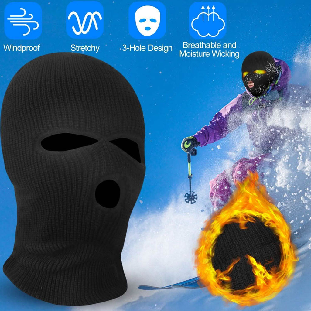 Balaclava Face Mask 3-Hole Knitted Windproof Ski Mask Full Face Cover