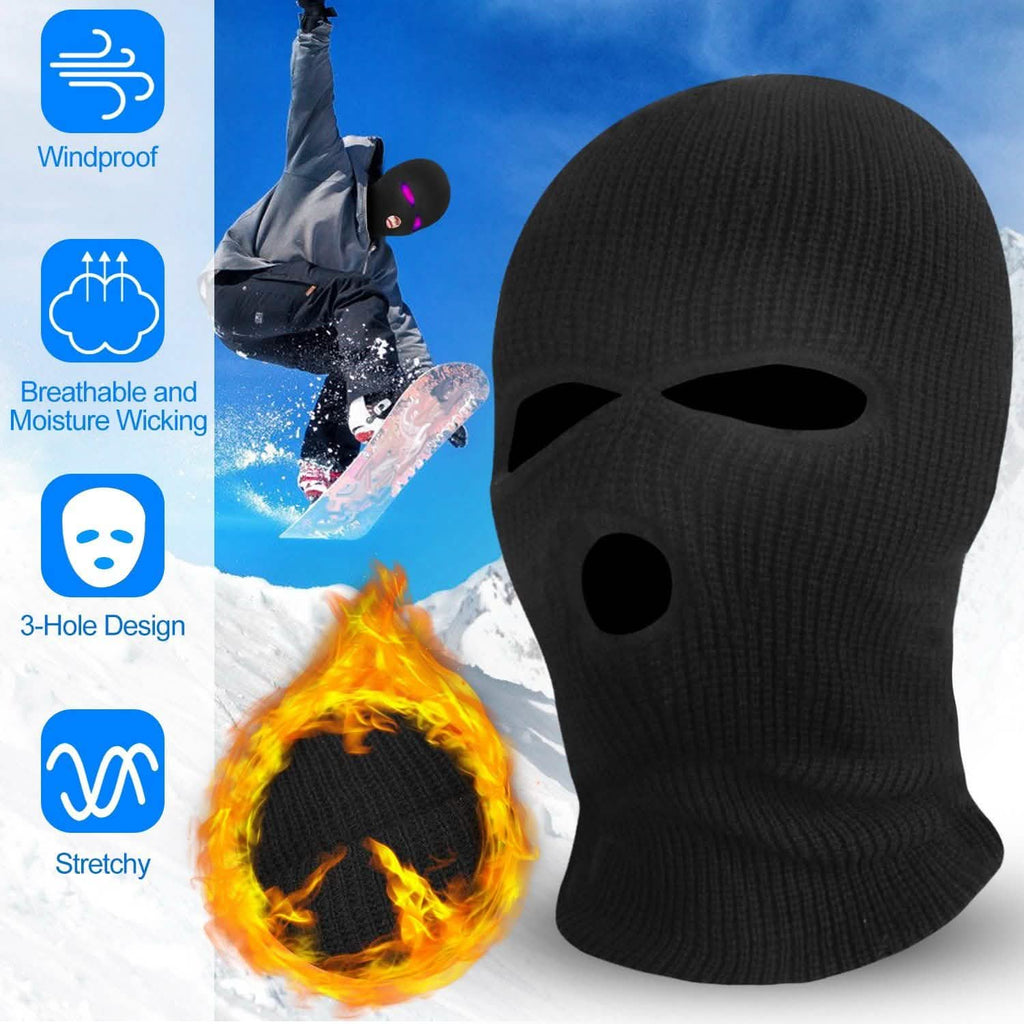 Balaclava Face Mask 3-Hole Knitted Windproof Ski Mask Full Face Cover