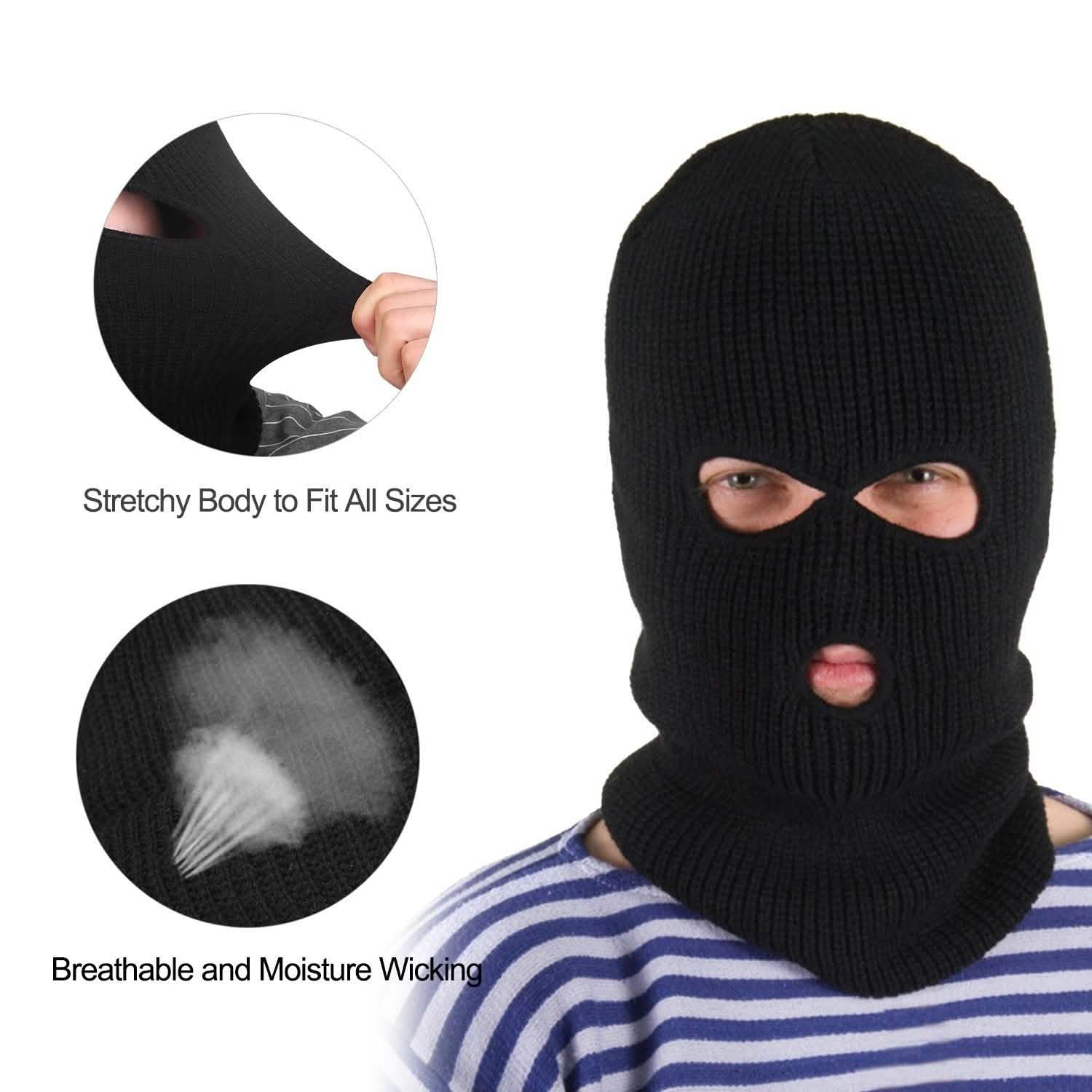 Balaclava Face Mask 3-Hole Knitted Windproof Ski Mask Full Face Cover